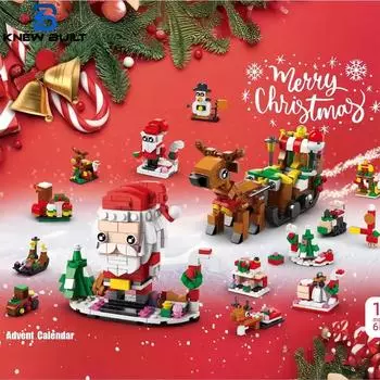 Knew Built Christmas Building Blocks Toys - Веселая игра в коробку с закрытыми дверцами Санта, Рождественская елка, Поезд, Олени - Идеальный подарок для детей with-box