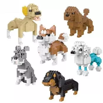 Knew Built Super Mini Dachshund Dog Building Block Toy Kit Corgi Poodle Начальный уровень обучения интерактивная игра Pet Cat Bricks in bag