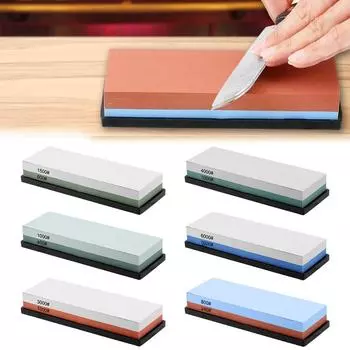 Knife Sharpener 2-IN-1 Sharpening Stones Grinding Stone Polishing Tools 240 to 6000 Grit Honing Kit Whetstone with Silicone Base as picture show