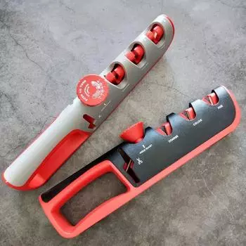 Knife Sharpener Professional 4 In 1 Kitchen Knives Grinder Scissors Sharpening Stone Whetstone Angle Adjustable Sharpener S серый