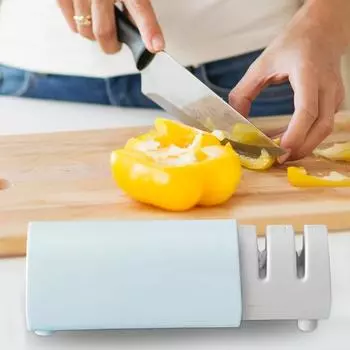 Knife Sharpener Tool Two-Level Design Telescopic Knife Sharpener Kitchen Knife Accessories Manual Scissors Kitchen Tools One size синий