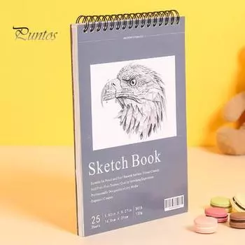 Книга для эскизов в твердом переплете, в спиральном переплете, 25 листов, без кислоты, без кровотечения, плотная бумага, художник, студент, художник, эскиз, рисунок, письмо, альбом для рисования, товары для творчества серый