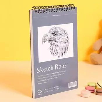 Книга для эскизов в твердом переплете, в спиральном переплете, 25 листов, без кислоты, без кровотечения, плотная бумага, художник, студент, художник, эскиз, рисунок, письмо, альбом для рисования, товары для творчества серый