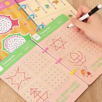 Книга для обучения управлению ручкой. Детская книга для любопытства и почерка. Умная рабочая тетрадь. Многоразовая книга для обучения почерку. A