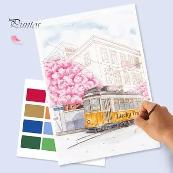 Книга для рисования акварелью для детей, очень плотная бумага, набор для акварели без пятен с кисточкой, подарок для девочек и мальчиков, игрушка для путешествий фиолетовый