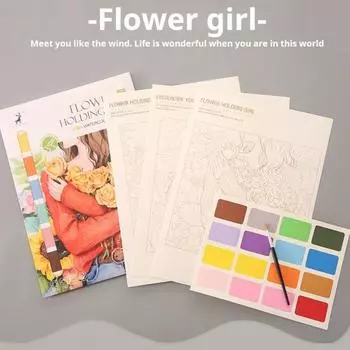 Книга для рисования акварелью для детей, очень плотная бумага, набор для акварели без пятен с кисточкой, подарок для творчества фиолетовый