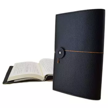 Книга fiboca Регулируемая поставляется с защитной синтетической обложкой 1 шт. A6, размером, закладкой, книги, кожа, (Мягкая обложка, черный)