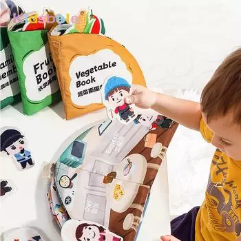 Книга из рвущейся ткани, тихая книга для девочек и мальчиков, моющаяся детская доска Монтессори, моющаяся детская мятая книга