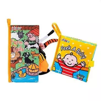 Книга «Jolly Baby Tail» Набор в прятки из 2 тканевых книг «Фокусная книга» Тактильная игровая вешалка для новорожденного Подарок на 100-й день Корейские детские игрушки