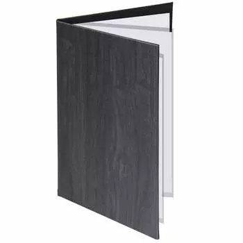 Книга-меню Твердый переплет Под дерево 6 страниц 6 А4 (3 листа, стороны) ПРО-MWA4-6 (Угольно-черный)