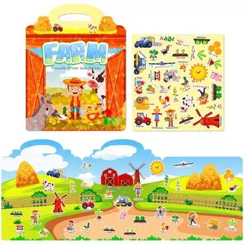 Книга-наклейка с желе для самостоятельного изготовления Happy Farm для детей, обучающая раннее образование, родитель-ребенок, игрушка, ферма, интерес, желе, наклейка, книга