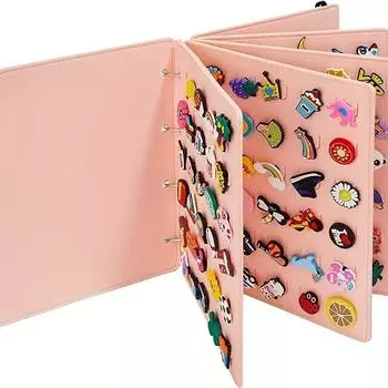 Книга-органайзер для обувных подвесок, книга для хранения подвесок в виде крокодила, держатель для пляжной сумки с подвесками на 120 отверстий розовый
