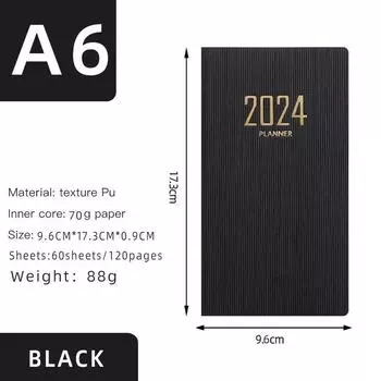 Книга-план на 2024 год A6, английская книга, кожаный ежедневник, блокнот для управления временем на 365 дней красный