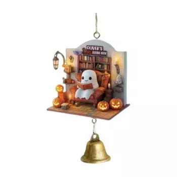 Книга-призрак Хэллоуинское украшение 2D плоский призрак в уголке для чтения подвесное украшение с колокольчиком подвеска на окно колокольчик ветра для декора дома 3