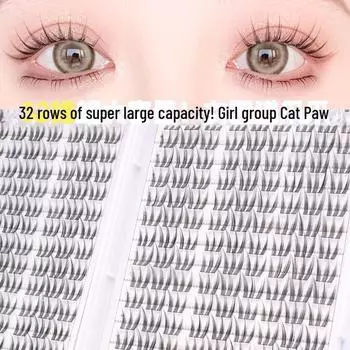 Книга с натуральными ресницами большой емкости «кошачий коготь» — одиночные пучки накладных ресниц 10 rows of 90 clusters