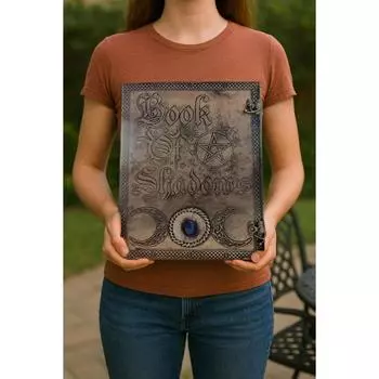 Книга Теней Большой кожаный блокнот Гримуар Кожаный журнал Блокнот для магических заклинаний, Подарок на Хэллоуин для, Блокнот для женщины и мужчины 13 x 10 in