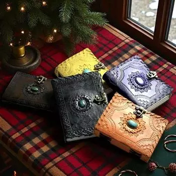 Книга теней, винтажный кожаный журнал, журнал гримуар, книга ведьмовских заклинаний, ведьмовские принадлежности, викканский декор Кожаная книга Дорожный блокнот 7 x 5 in (pack of 5)