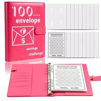 Книга «Вызовы по экономии денег» с наклейкой, водонепроницаемый блокнот с несколькими отделениями, «Вызов на 100 дней», блокнот с переплетом для экономии денег синий