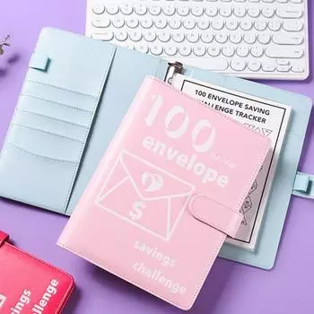 Книга «Вызовы по экономии денег» с наклейкой, водонепроницаемый блокнот с несколькими отделениями, «Вызов на 100 дней», блокнот с переплетом для экономии денег синий