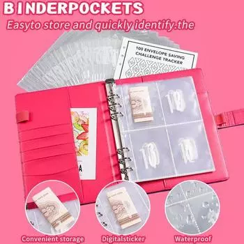 Книга «Вызовы по экономии денег» с наклейкой, водонепроницаемый блокнот с несколькими отделениями, «Вызов на 100 дней», блокнот с переплетом для экономии денег синий