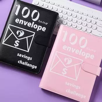 Книга «Вызовы по экономии денег» с наклейкой, водонепроницаемый блокнот с несколькими отделениями, «Вызов на 100 дней», блокнот с переплетом для экономии денег синий