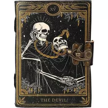 Книга заклинаний, дневник в кожаном переплете, бумажный гримуар, печатный дневник 7 x 5 in чёрный