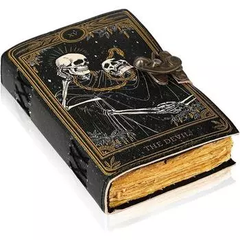 Книга заклинаний, дневник в кожаном переплете, бумажный гримуар, печатный дневник 7 x 5 in чёрный
