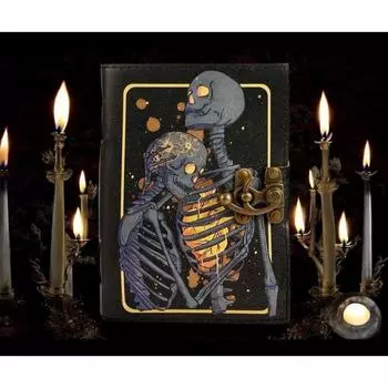 Книга заклинаний Гримуар Печатный журнал Блокнот Таро Влюбленных Спираль Готический блокнот Череп любовника Антикварные журналы подарки для мужчин и женщин 7 x 5 in