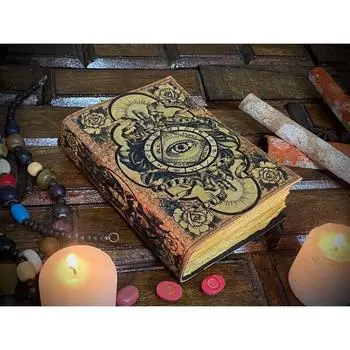 Книга заклинаний Гримуар Принтованный Дневник с Глазами Зла Блокнот на спирали Готический блокнот Готский дневник Ручная работа Винтаж 7 x 5 in