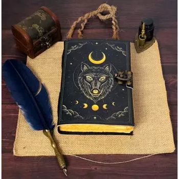 Книга заклинаний Кожаный журнал Декель-Эйдж Бумага Гримуар Печатный журнал подарки 7 x 5 in чёрный