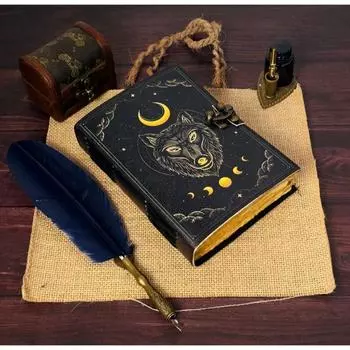 Книга заклинаний Кожаный журнал Декель-Эйдж Бумага Гримуар Печатный журнал подарки 7 x 5 in чёрный