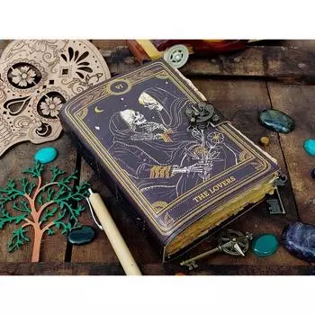 Книга заклинаний кожаный журнал кожаный блокнот подарки для него и для нее 7 x 5 in чёрный