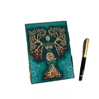 Книга заклинаний теней, пустой журнал «Мать земли», бумага с краями, винтажная кожаная записная книжка, дневник, 7x5 дюймов 7 x 5 in