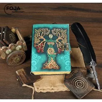 Книга заклинаний теней, пустой журнал «Мать земли», красочная бумага с декольными краями, винтажный кожаный блокнот без подкладки, ежедневный дневник 7x5 дюймов 7 x 5 in