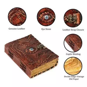 Книга заклинаний теней, страницы гримуара, кожаный журнал hoccus poccus, старинные старинные заклинания ручной работы, книги по колдовству, книга для эскизов, подарок для него 5 x 7 in коричневый