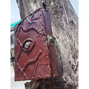 Книга заклинаний теней, страницы гримуара, кожаный журнал hoccus poccus, старинные старинные заклинания ручной работы, книги по колдовству, книга для эскизов, подарок для него 5 x 7 in коричневый