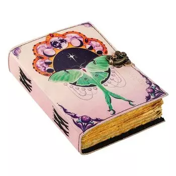 Книга заклинаний теней. Винтажный журнал в кожаном переплете, антикварная книга ведьмы Луны Мотылька. 7 x 5 in