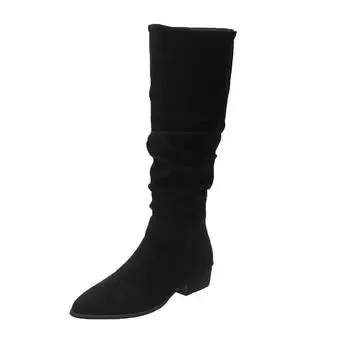 Knight boots women s 2025 autumn and winter new retro suede thick heel but knee boots wear fashion stacking sleeve 35