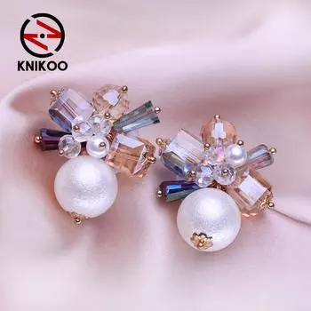 KNIKOO большие серьги для женщин, модные жемчужные серьги, ювелирные изделия для свадьбы, невесты, вечерние серьги, подарки золотой