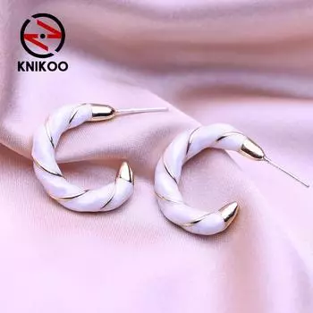 KNIKOO геометрические белые серьги для женщин, модные серьги-подвески, ювелирные изделия для свадебной вечеринки, подарки, серьги-гвоздики A