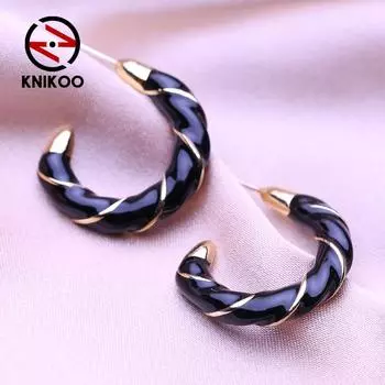 KNIKOO геометрические черные серьги для женщин, модные серьги-подвески, ювелирные изделия для свадебной вечеринки, подарки, серьги-гвоздики A