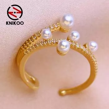 KNIKOO Кольца с цветком для женщин с кубическим цирконием, модные кольца, ювелирные изделия для регулируемого кольца, подарки на вечеринку A