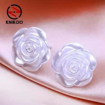 KNIKOO красные серьги-гвоздики для женщин, модные серьги, ювелирные изделия для свадьбы, вечеринки, серьги с цветами, подарки красный