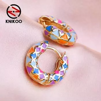 KNIKOO круглые серьги-клипсы для женщин, модные серьги с цветком, ювелирные изделия для подарков на свадьбу разноцветный