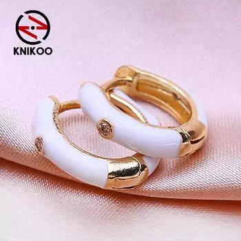 KNIKOO круглые серьги-клипсы для женщин, модные серьги-кольца, ювелирные изделия для свадебной вечеринки, подарки, серьги с фианитом CZ A