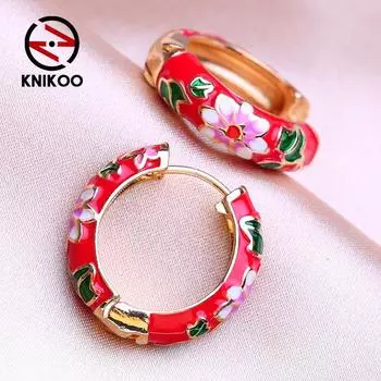 KNIKOO круглые серьги-клипсы для женщин, модные серьги с цветком, ювелирные изделия для подарков на свадьбу разноцветный