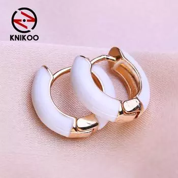 KNIKOO круглые серьги-клипсы для женщин, модные серьги, ювелирные изделия для подарков на свадьбу белый