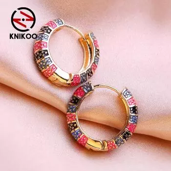 KNIKOO круглые серьги-клипсы для женщин, модные серьги с цветком, ювелирные изделия для подарков на свадьбу разноцветный