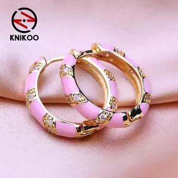 KNIKOO круглые серьги-клипсы для женщин, модные серьги-кольца, ювелирные изделия для свадебной вечеринки, подарки, серьги с фианитом CZ белый