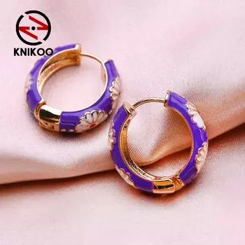 KNIKOO круглые серьги-клипсы для женщин, модные серьги с цветком, ювелирные изделия для подарков на свадьбу разноцветный